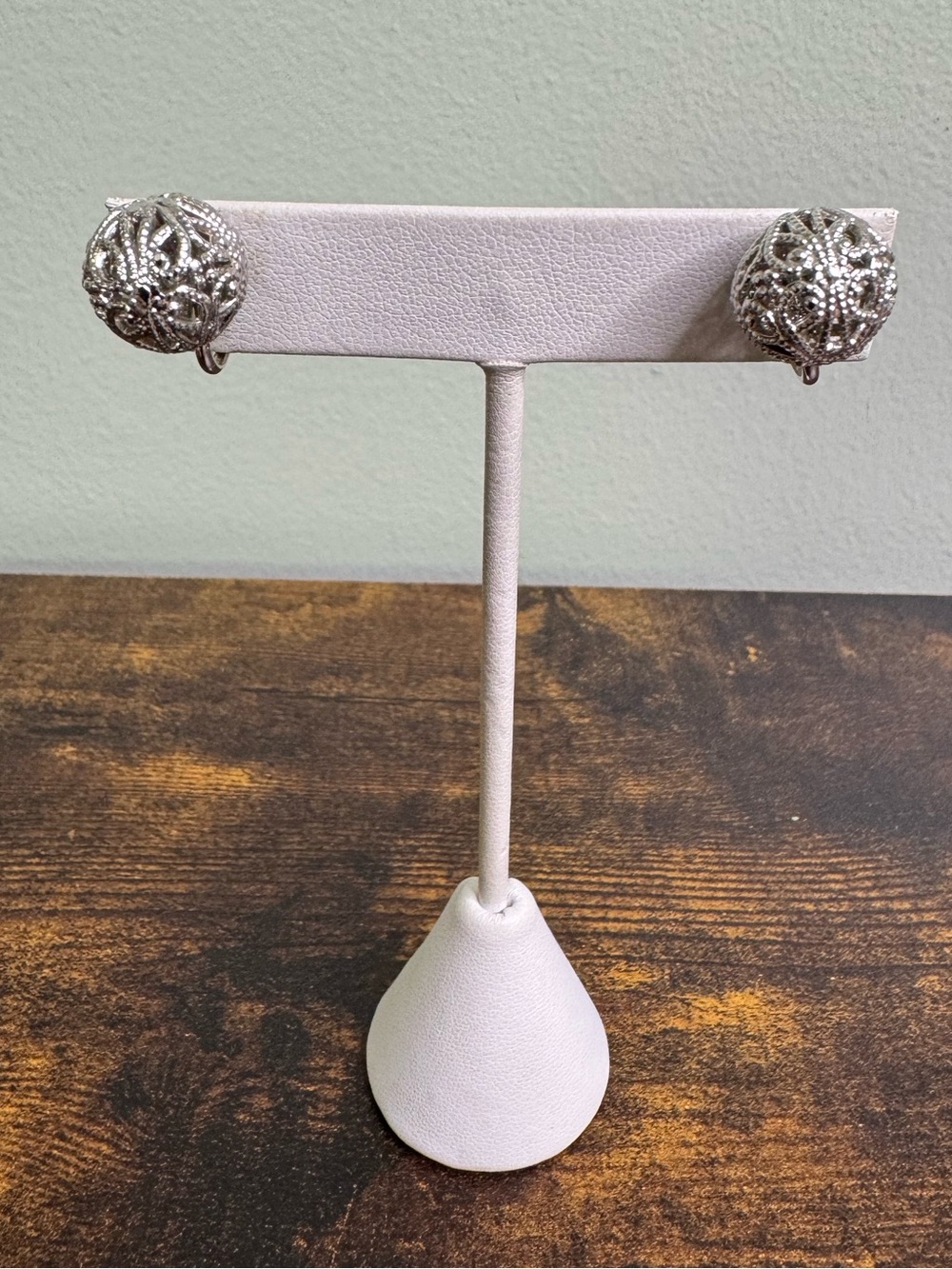 4/$20 Vintage Silver Filigree Dome Clip-On Earrings - Patented Backs